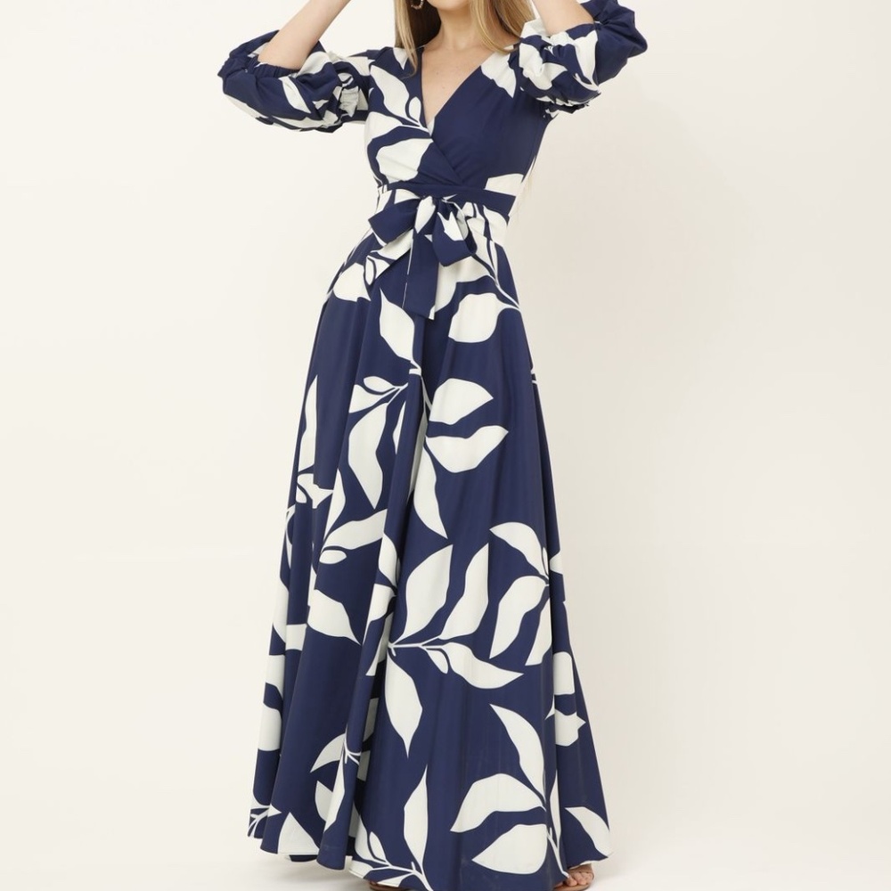 NARANJAROSA BRAND LARGE COLOMBIAN DRESS MAXI PUFF SLEEVES LONG